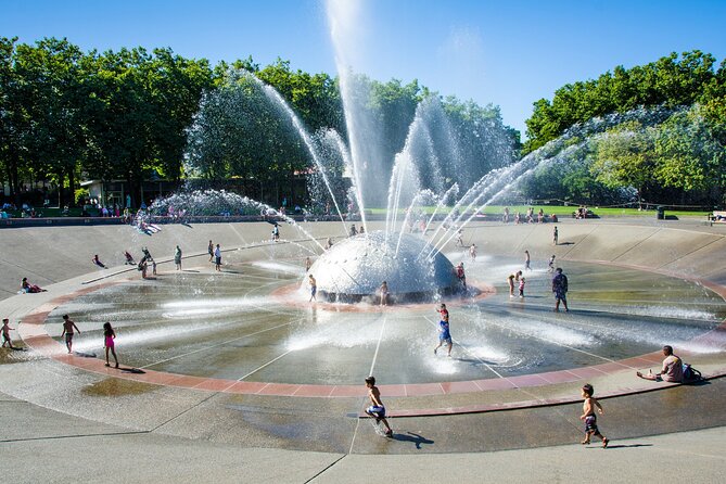 Seattle Time Travel Exploration Game and Tour - Artist at Play Playground Center and finishing at International Fountain